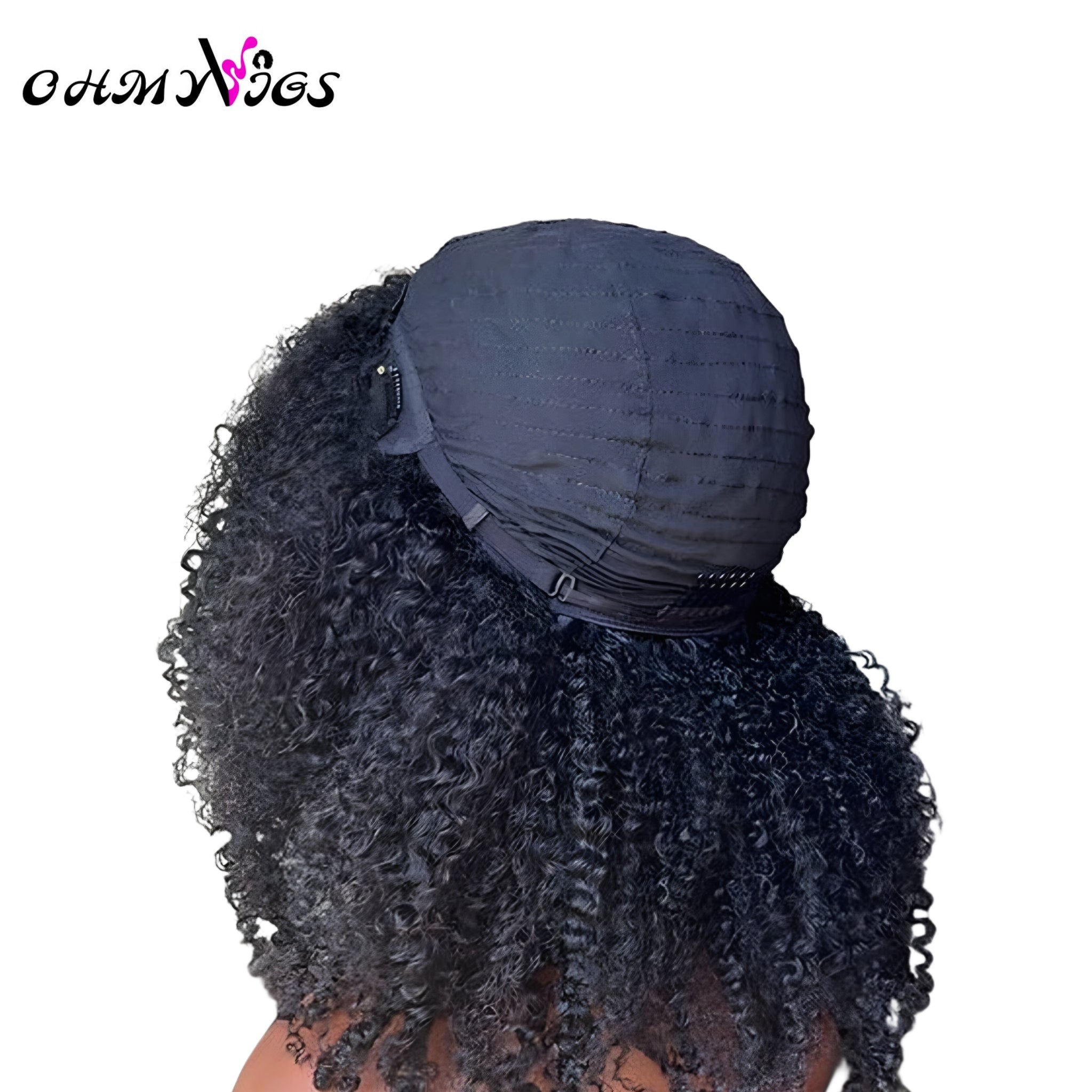 OHMYVIGS Perruque V-Part afro kinky curly, 100 % cheveux humains, sans leave-out