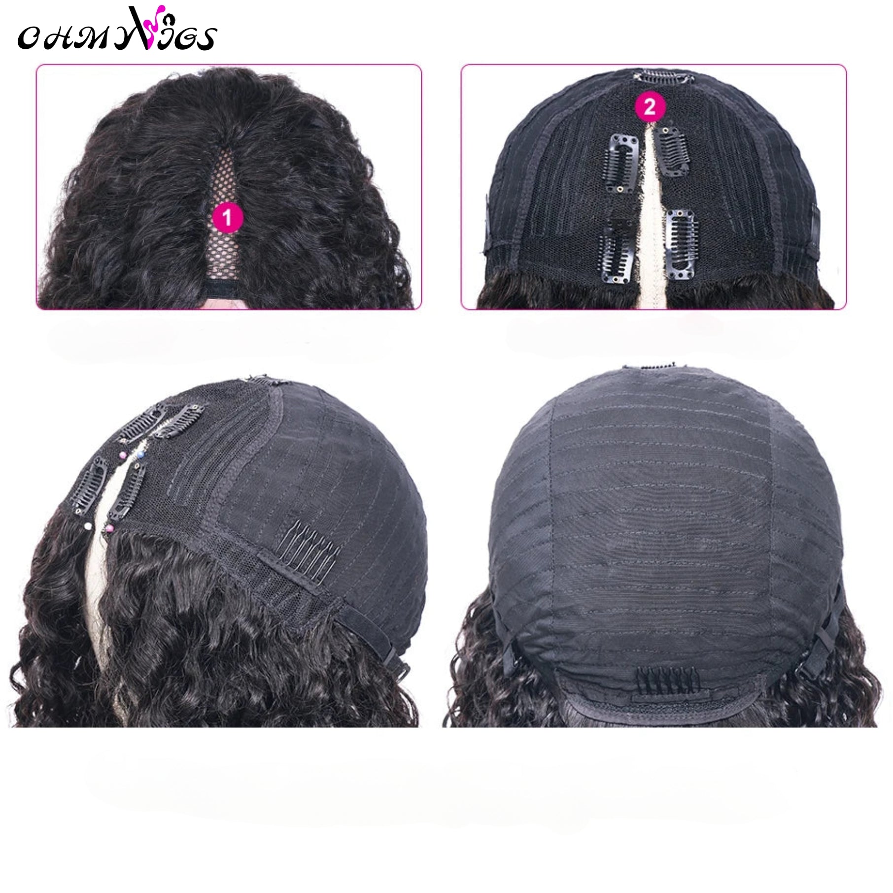 OHMYVIGS Perruque V-Part afro kinky curly, 100 % cheveux humains, sans leave-out