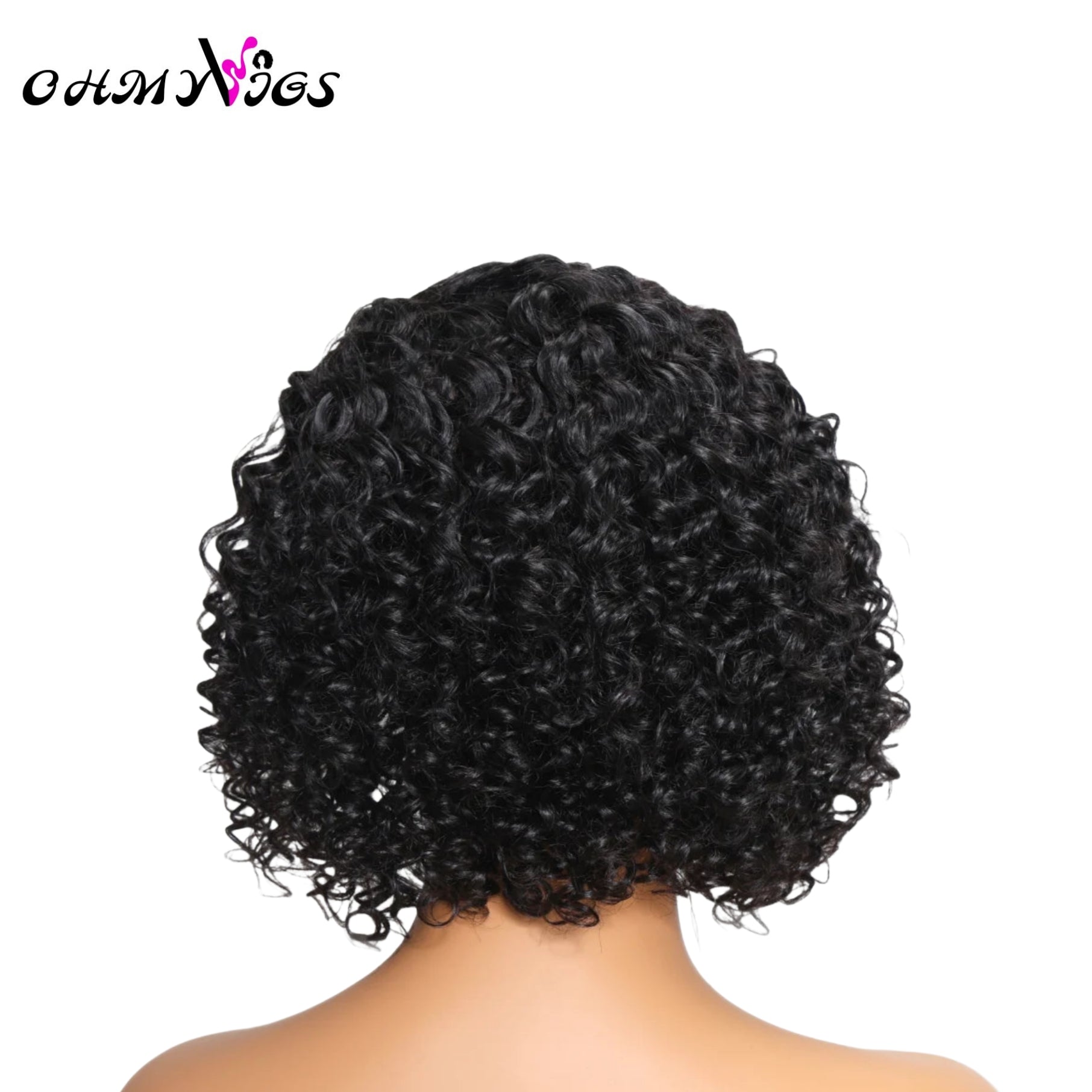 OHMYVIGS Perruque courte curly bob, 100 % cheveux humains, pré-coupée, pré-décolorée, style pixie cut, prête à porter, sans colle.