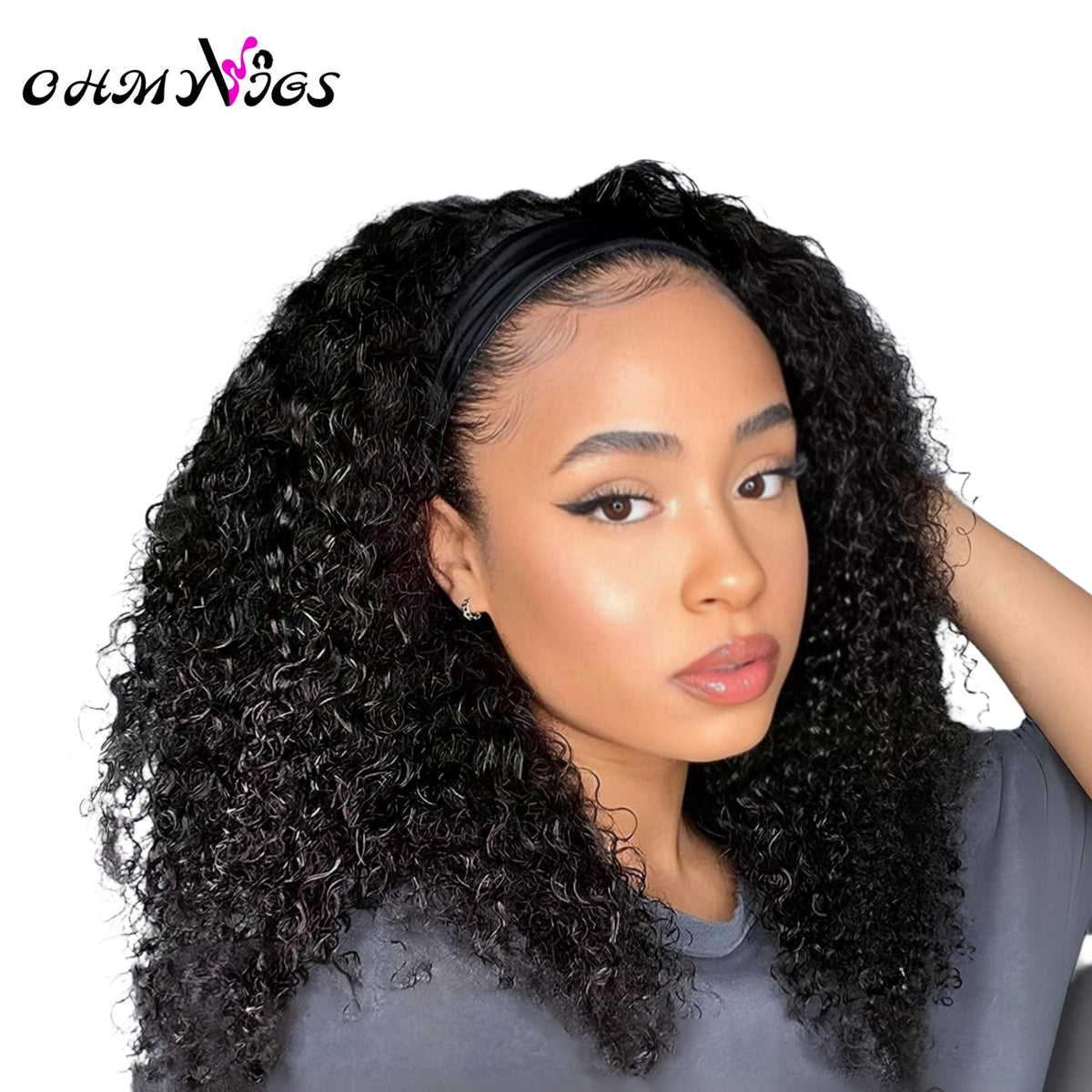 OHMYVIGS Perruque 100 % cheveux humains kinky / jerry curly, lace 7x5, pré-coupée, prête à porter, sans colle.