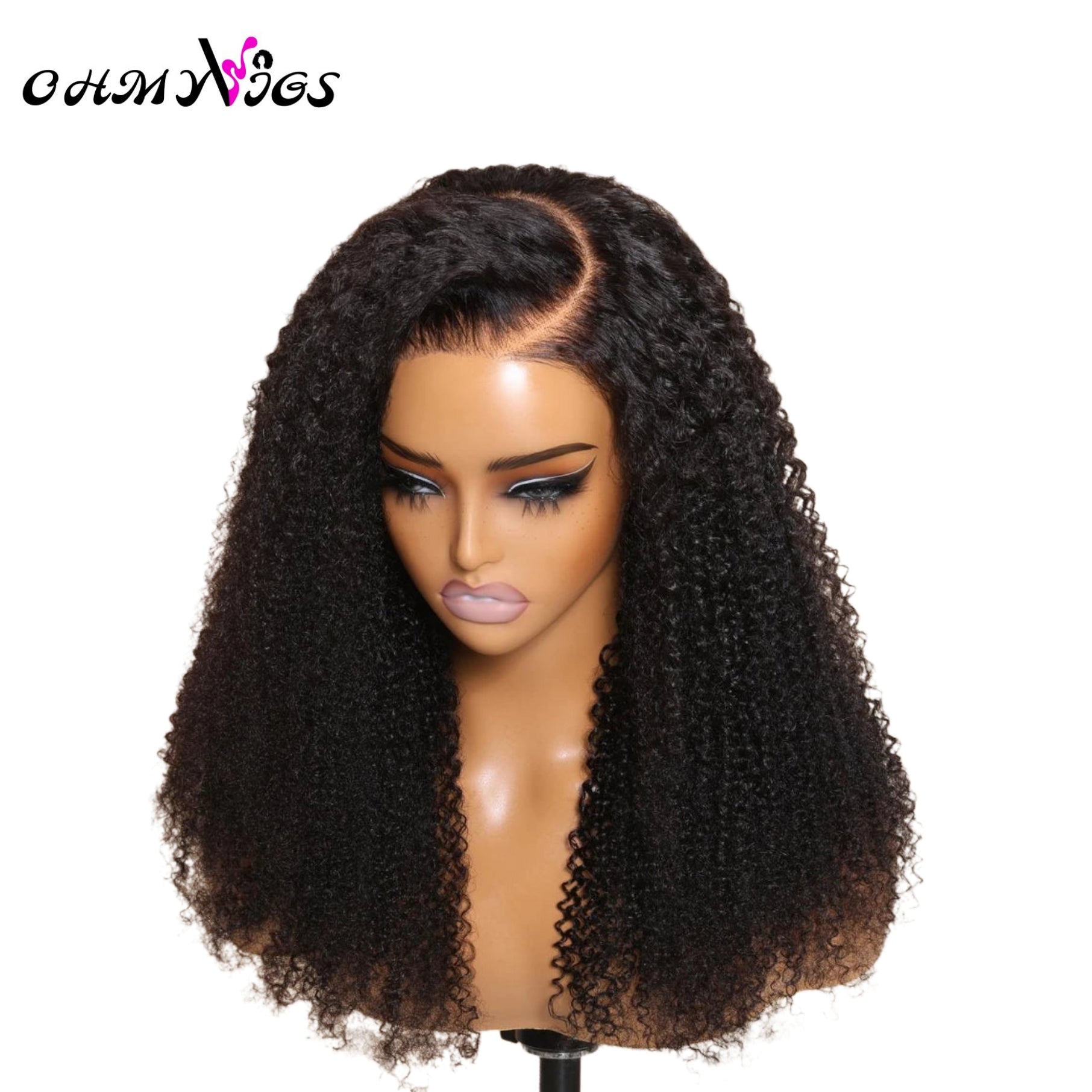 OHMYVIGS Perruque 100 % cheveux humains kinky / jerry curly, lace 7x5, pré-coupée, prête à porter, sans colle.