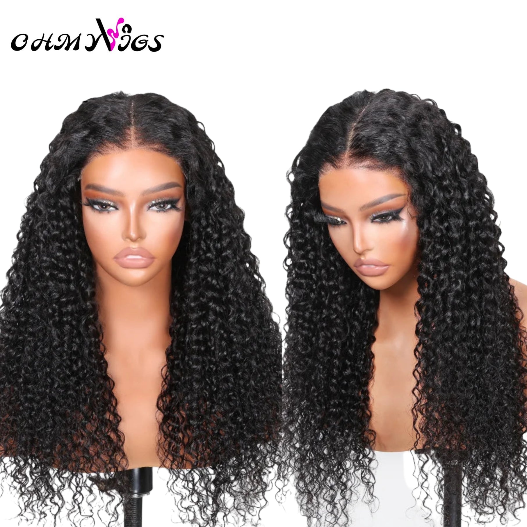 OHMYVIGS Perruque 100 % cheveux humains kinky / jerry curly, lace 7x5, pré-coupée, prête à porter, sans colle.