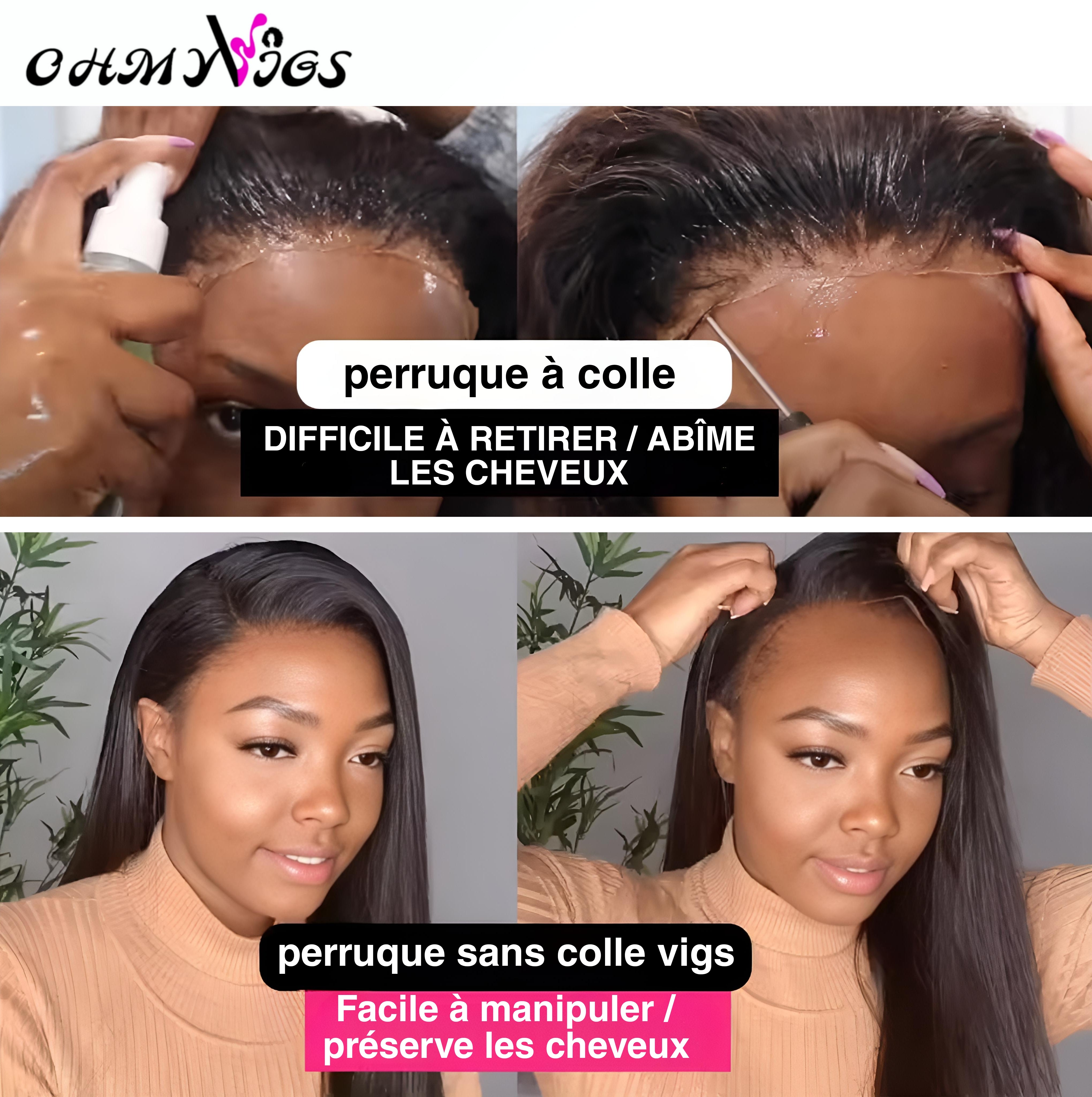 OHMYVIGS Perruque 100 % cheveux humains bouclée, lace 7x5, pré-coupée, prête à porter.