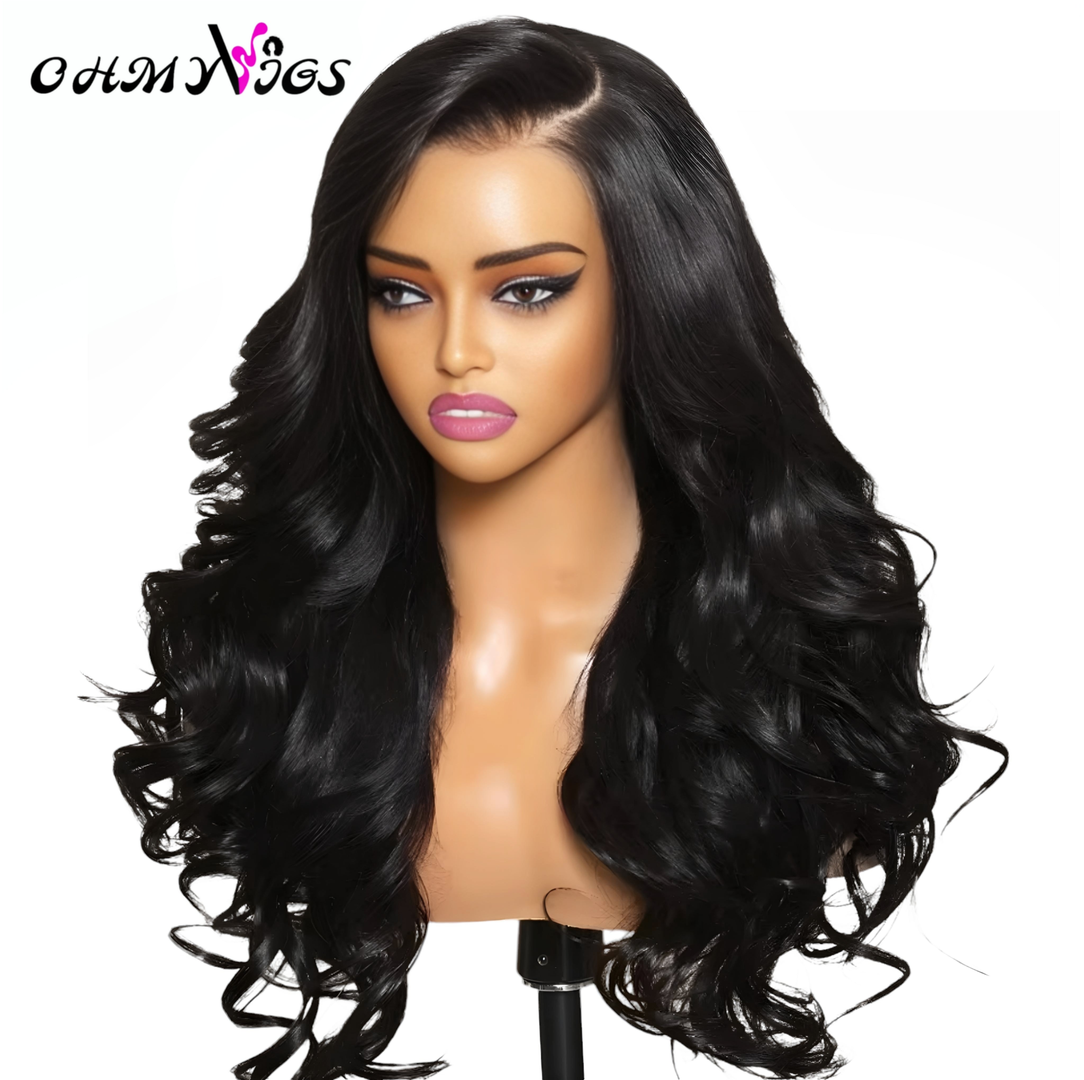 OHMYVIGS Perruque V-Part body wave, 100 % cheveux humains, minimal leave-out, facile à intégrer.