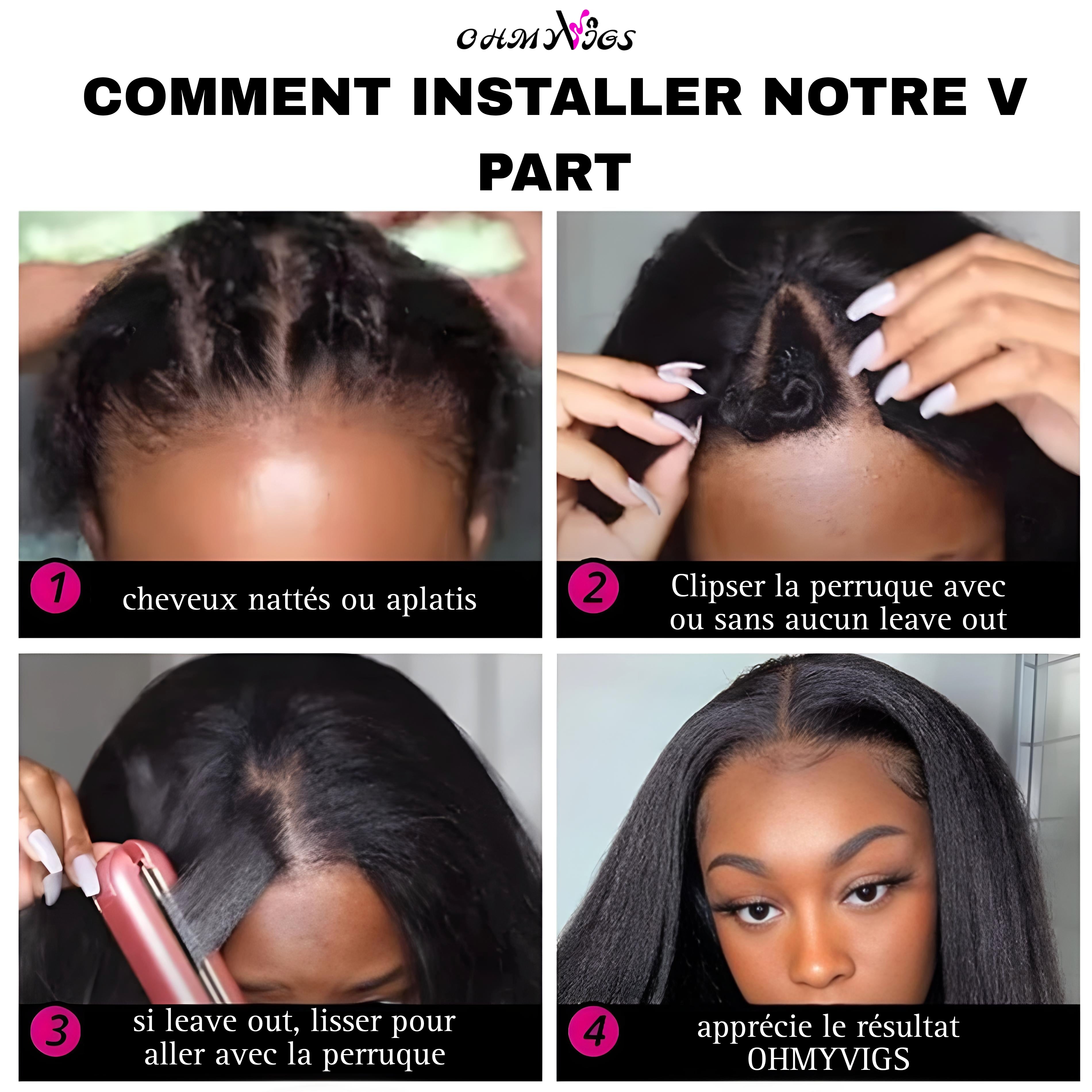 OHMYVIGS Perruque V-Part body wave ombrée, 100 % cheveux humains, clip-in, mini leave-out, facile à intégrer